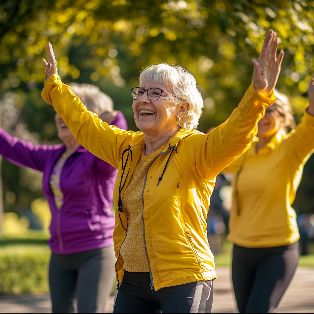 Активні пенсіонери займаються спортом на свіжому повітрі