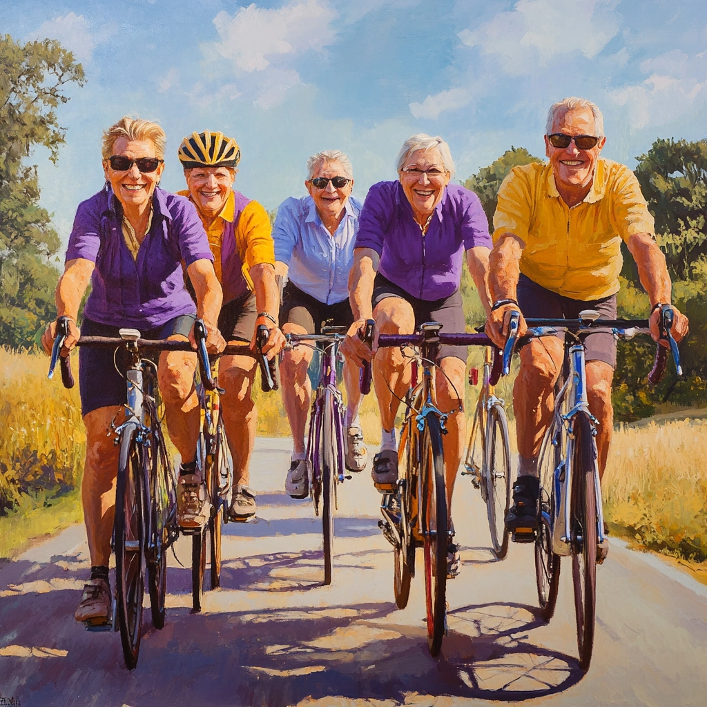 Група пенсіонерів на велопрогулянці