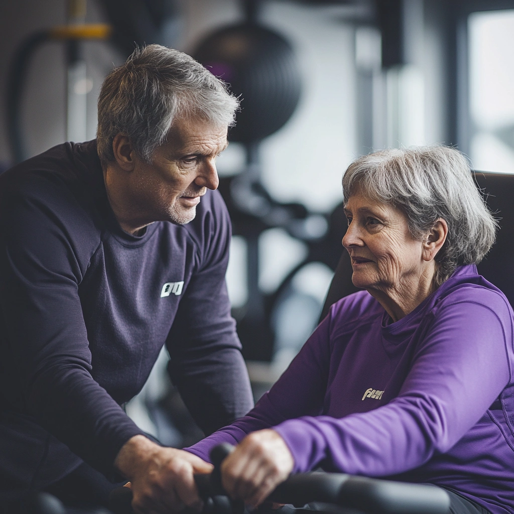 Персональний тренер працює з пенсіонером